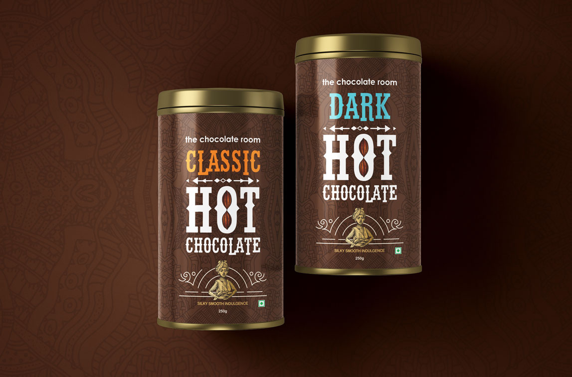 Tin packaging design for the chocolate room 